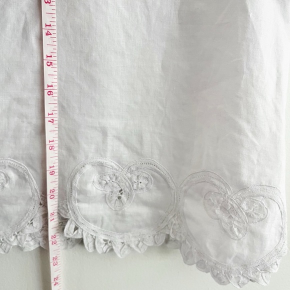 Rebecca Taylor Terri Top Embroidered Blouse Linen White Medium Milk - Picture 10 of 11